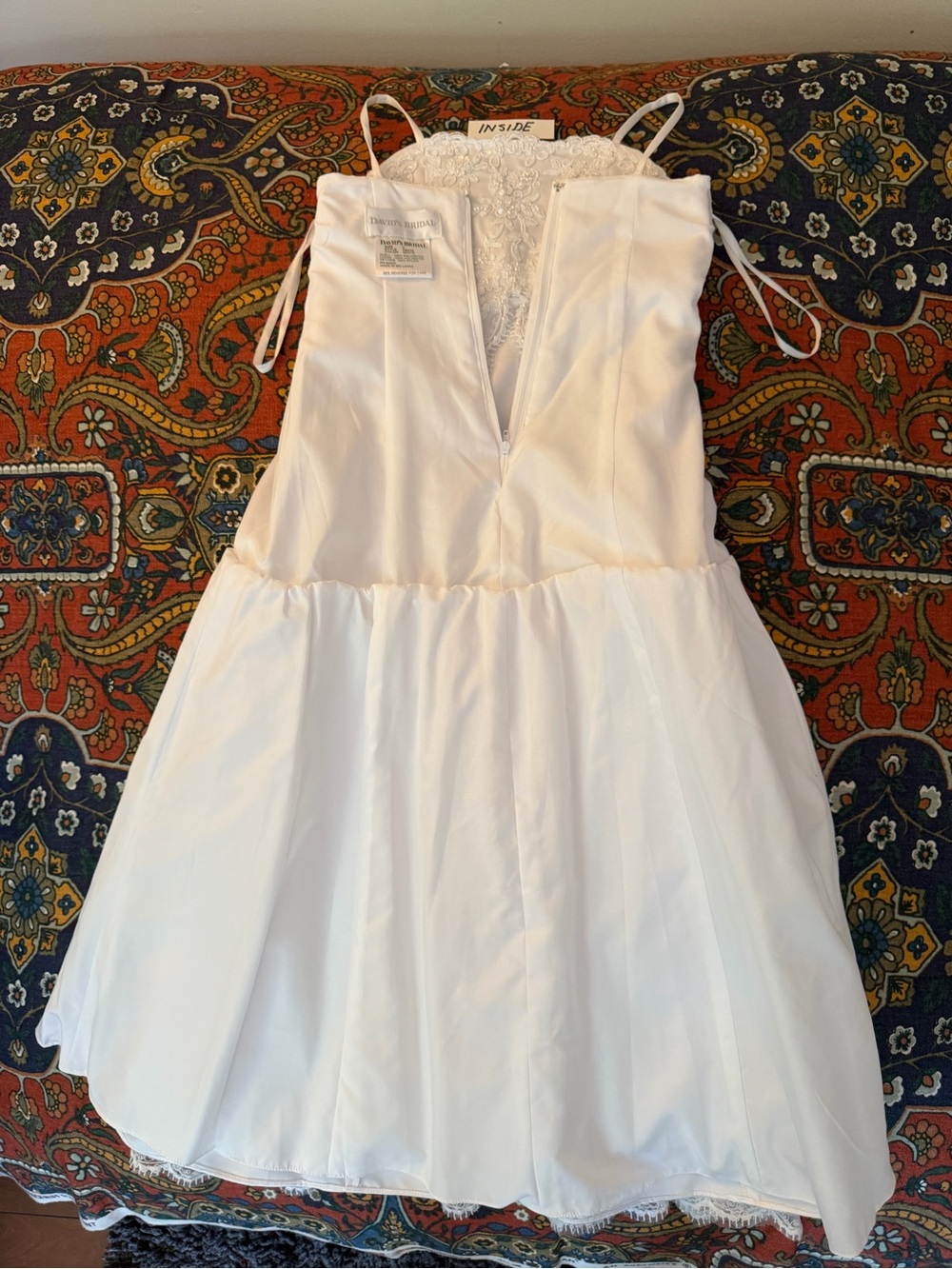 David's Bridal white Flowergirl Jr Bridesmaid 1st Holy Communion dress w/lace - Picture 10 of 12